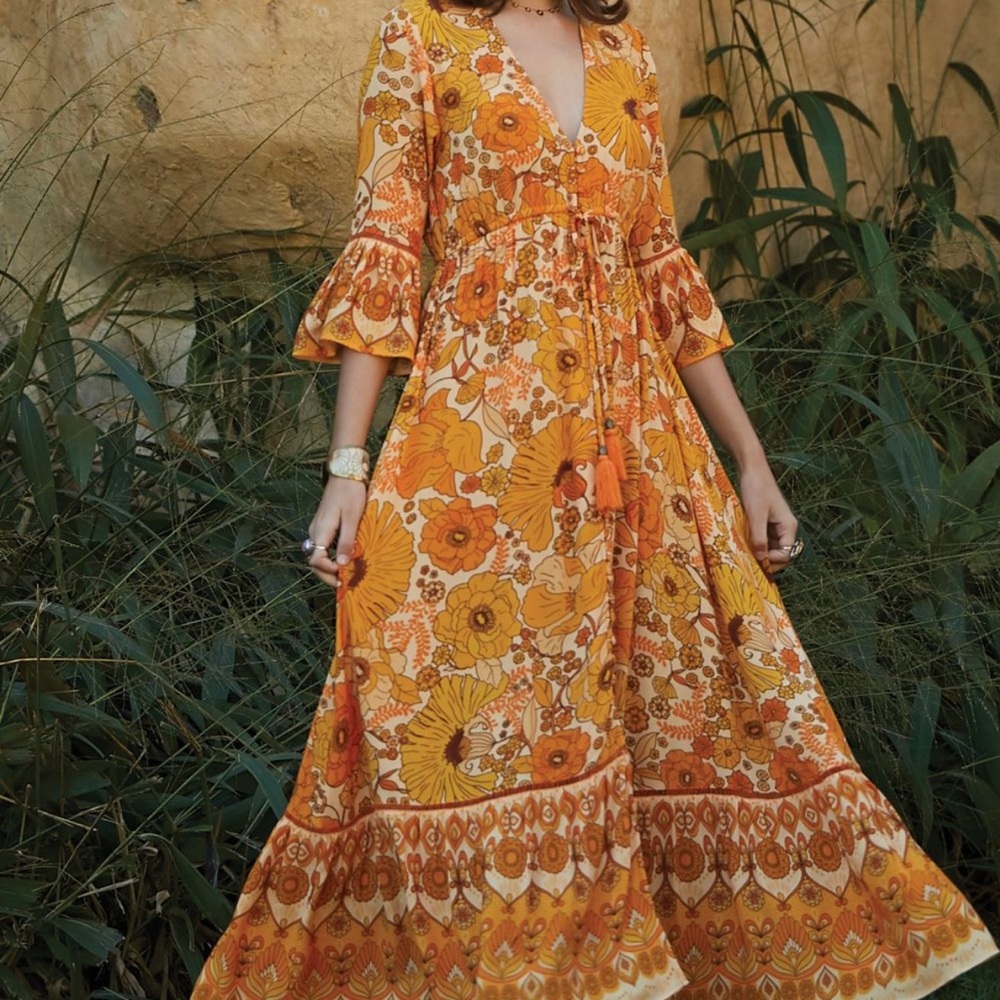 Nine Lives Bazaar - very rare - Lady Love dress in Old Gold size:AU10 (US6-8)